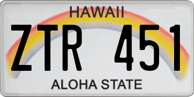 HI license plate ZTR451