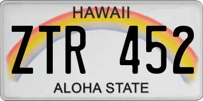 HI license plate ZTR452