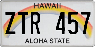 HI license plate ZTR457