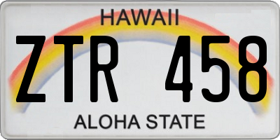 HI license plate ZTR458