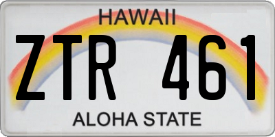 HI license plate ZTR461
