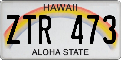 HI license plate ZTR473