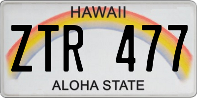 HI license plate ZTR477