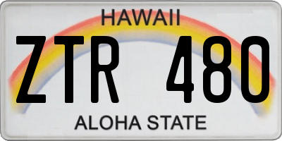 HI license plate ZTR480