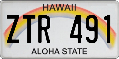 HI license plate ZTR491