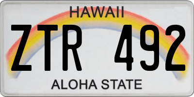 HI license plate ZTR492