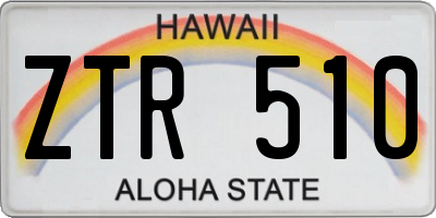 HI license plate ZTR510