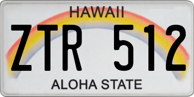 HI license plate ZTR512