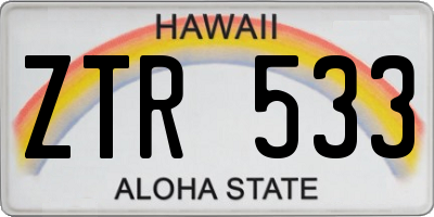 HI license plate ZTR533