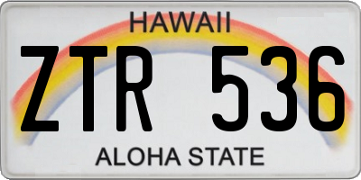HI license plate ZTR536