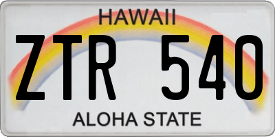 HI license plate ZTR540
