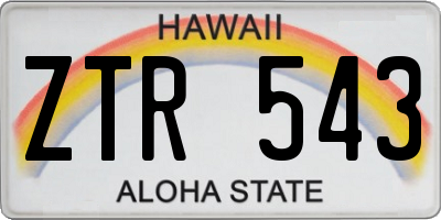 HI license plate ZTR543