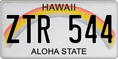 HI license plate ZTR544