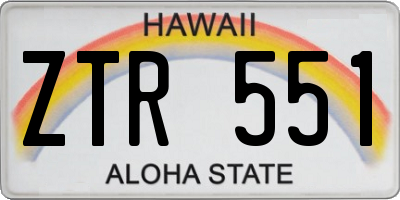 HI license plate ZTR551