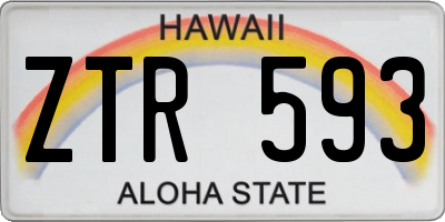 HI license plate ZTR593