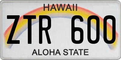 HI license plate ZTR600