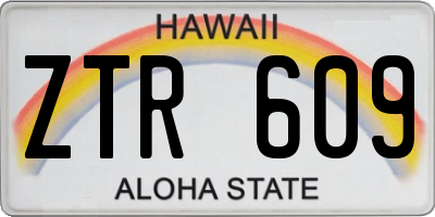 HI license plate ZTR609