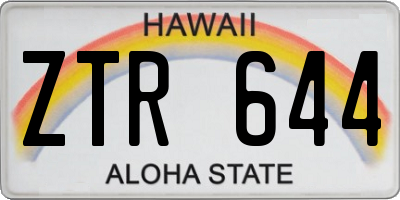 HI license plate ZTR644