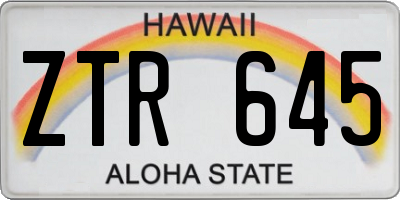 HI license plate ZTR645