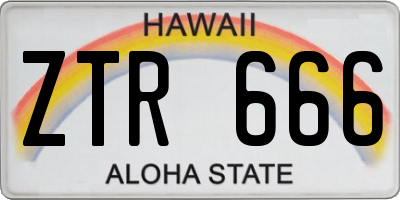 HI license plate ZTR666