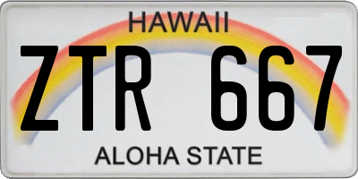 HI license plate ZTR667