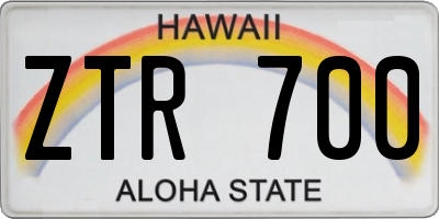 HI license plate ZTR700