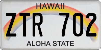 HI license plate ZTR702