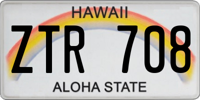 HI license plate ZTR708