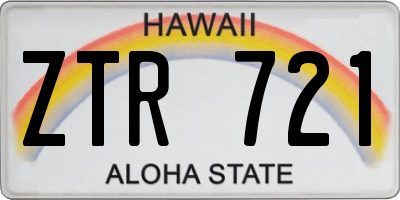 HI license plate ZTR721