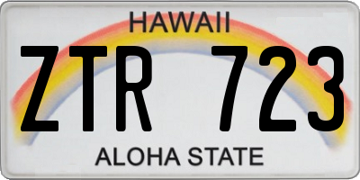 HI license plate ZTR723