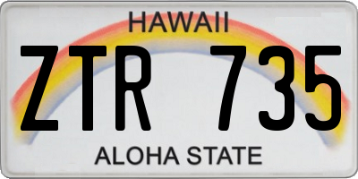 HI license plate ZTR735