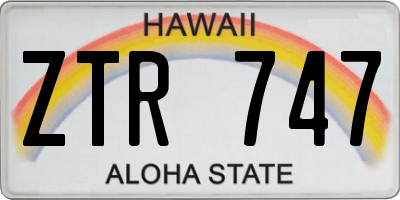HI license plate ZTR747