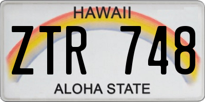 HI license plate ZTR748