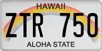 HI license plate ZTR750