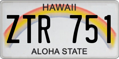 HI license plate ZTR751