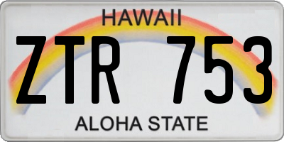 HI license plate ZTR753