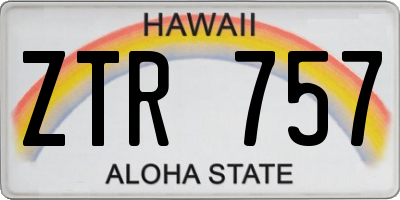 HI license plate ZTR757