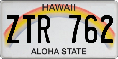 HI license plate ZTR762