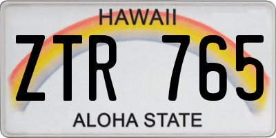 HI license plate ZTR765