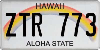 HI license plate ZTR773