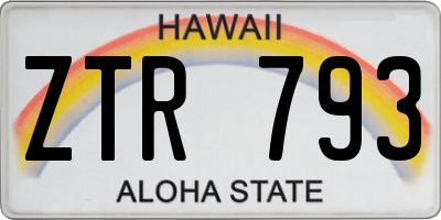 HI license plate ZTR793