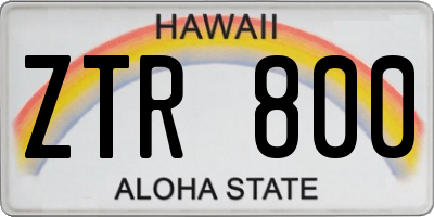 HI license plate ZTR800
