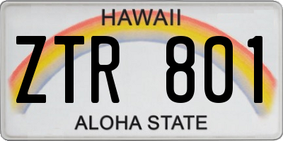 HI license plate ZTR801