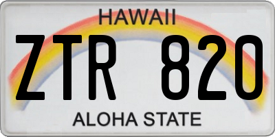 HI license plate ZTR820