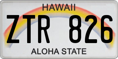 HI license plate ZTR826