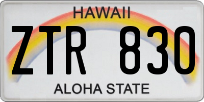 HI license plate ZTR830