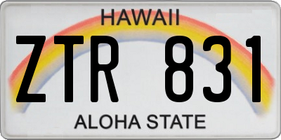 HI license plate ZTR831