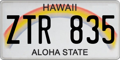 HI license plate ZTR835