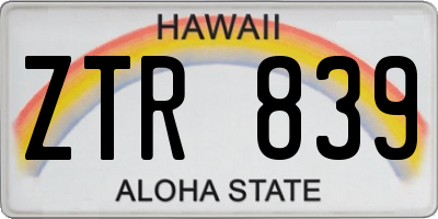HI license plate ZTR839