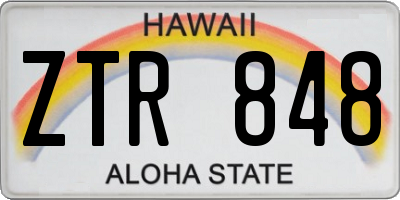 HI license plate ZTR848